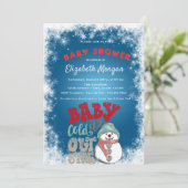 外は冷たい、雪だるま、雪片ベビーシャワー 招待状 (スタンド正面)