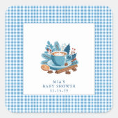 外は寒いから中で Baby Winter ベビーシャワー スクエアシール (正面)