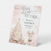 『外は寒いけど』赤ちゃん鹿のベビーシャワーウェルカム 台座サイン (正面)