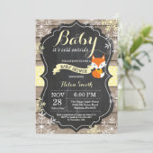 『外は寒いよ』キツネ赤ちゃんのおしゃれなシャワー、ベイビー 招待状 (スタンド正面)