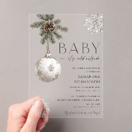 外は寒いよ ラスティック ボーホー ベイビー シャワー アクリル招待状