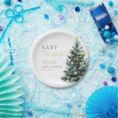 外は寒いよ 冬のクリスマス ベイビーシャワー ペーパープレート (パーティー)