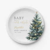 外は寒いよ 冬のクリスマス ベイビーシャワー ペーパープレート (正面)