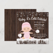 『外は寒いよ』女の子ベビーシャワー招待状 招待状 (正面/裏面)