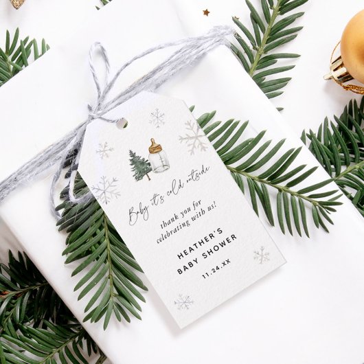 外は寒いよ 赤ちゃんの冬のシャワー・フェイバー ギフトタグ