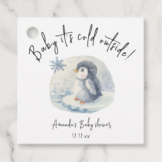 外は寒いよ、赤ちゃんペンギン フェイバータグ (正面)
