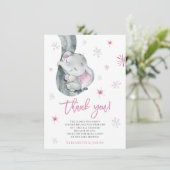 外は寒いゾウ冬の女の子の赤ちゃんシャワー サンキューカード (スタンド正面)