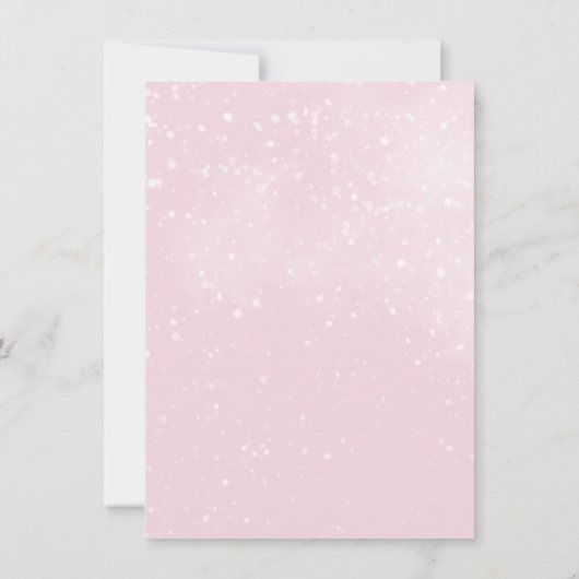 外は寒いゾウ冬の女の子の赤ちゃんシャワー サンキューカード (裏面)