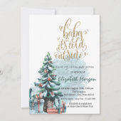 外は寒い　ピンクツリーのプレゼントベイビーシャワー 招待状 (正面)