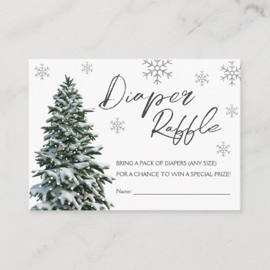 外は寒い |冬の木の灰色おむつラッフル エンクロージャーカード (正面)