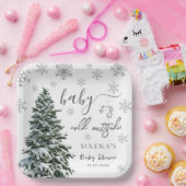 外は寒い |冬の木の灰色の赤ちゃんシャワー ペーパープレート (パーティー)