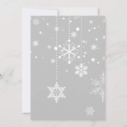外は寒い |冬の木の灰色の赤ちゃんシャワー 招待状 (裏面)