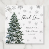 外は寒い | Snow Winter Tree赤ちゃんシャワー フェイバータグ (正面)