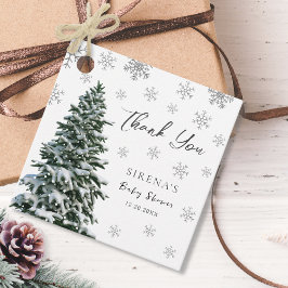 外は寒い | Snow Winter Tree赤ちゃんシャワー フェイバータグ