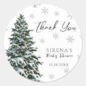 外は寒い | Snow Winter Tree赤ちゃんシャワー ラウンドシール (正面)