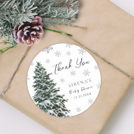 外は寒い | Snow Winter Tree赤ちゃんシャワー ラウンドシール