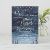 外は寒く、冬の森の赤ちゃんシャワーを点灯 招待状 (スタンド正面)