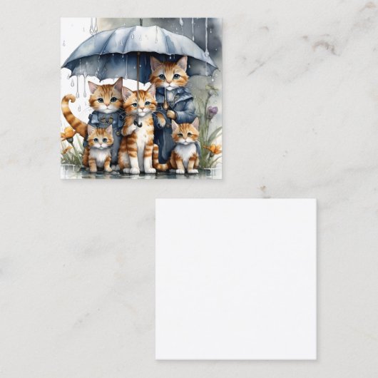 外は雨が降っていたので、母猫はhと呼んだ スクエア名刺 (正面/裏面)