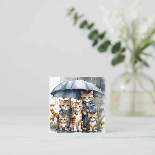 外は雨が降っていたので、母猫はhと呼んだ スクエア名刺 (スタンド正面)