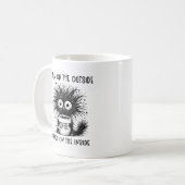外は静か 中は大混乱 面白いネコ コーヒーマグカップ (正面左)