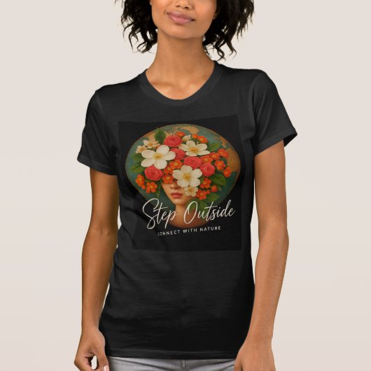 外へ出る – 世界の花を意識した夢想家 Tシャツ (正面)