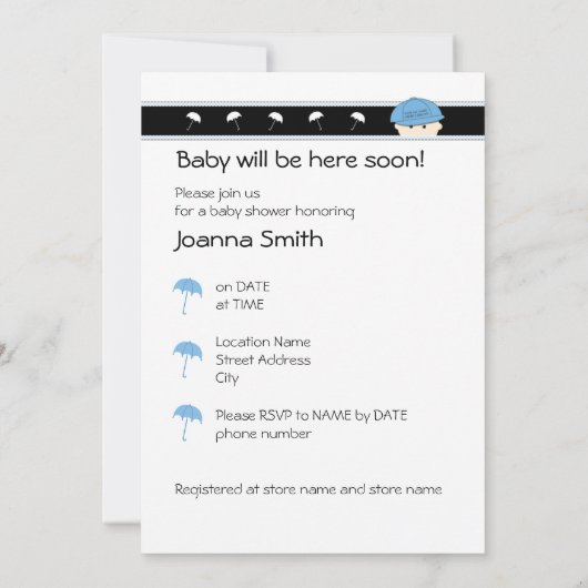 外を見ろドラムだ！BabyShowerへの招待 招待状 (裏面)