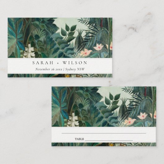外エレガント素朴国熱帯雨林結婚の プレイスカード (正面/裏面)