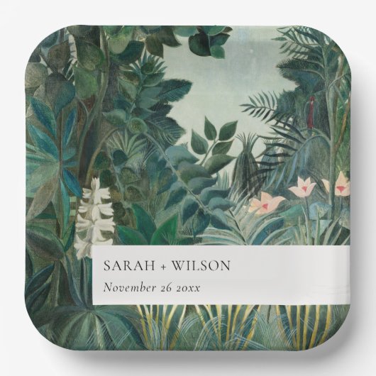 外エレガント素朴国熱帯雨林結婚の ペーパープレート (正面)