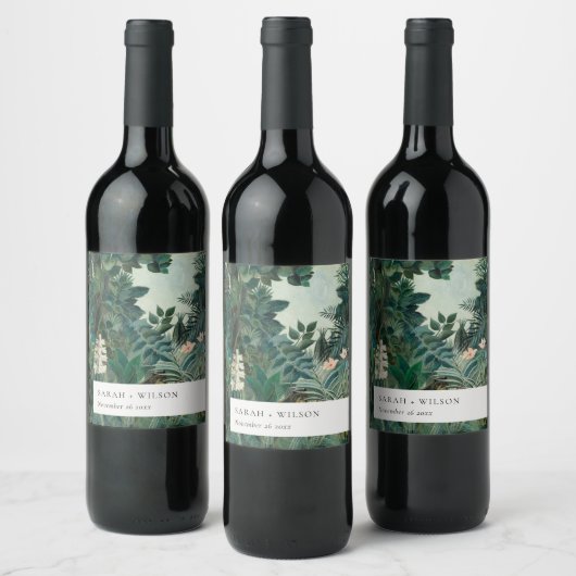 外エレガント素朴国熱帯雨林結婚の ワインラベル (ボトル)