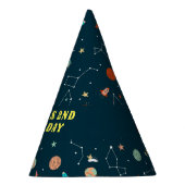 外カッコいい宇宙ロケット惑星パターン誕生日 パーティーハット (右)