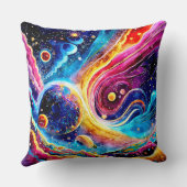 外カラフルエレガント空の惑星 クッション (裏面)