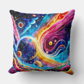 外カラフルエレガント空の惑星 クッション (正面)