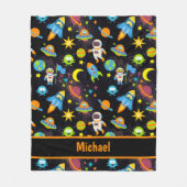 外カラフル部空間ブラック フリースブランケット (正面)