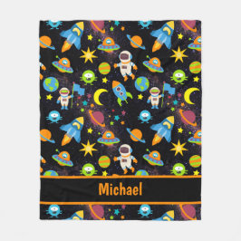 外カラフル部空間ブラック フリースブランケット