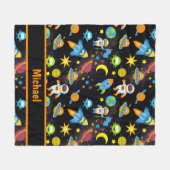 外カラフル部空間ブラック フリースブランケット (正面(横))