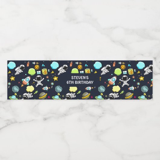 外クール宇宙アドベンチャーバースデーパーティー ペットボトルラベル (シングルラベル)