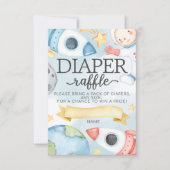 外スペースおむつラッフルベビシャワーカードインサート 招待状 (正面)