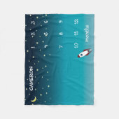 外パーソナライズされた域ブルーグラデーションマイルストーンベビー フリースブランケット (正面)