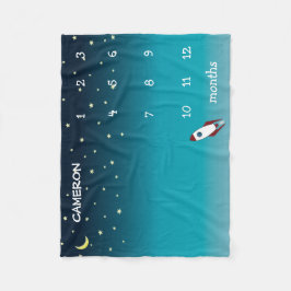 外パーソナライズされた域ブルーグラデーションマイルストーンベビー フリースブランケット