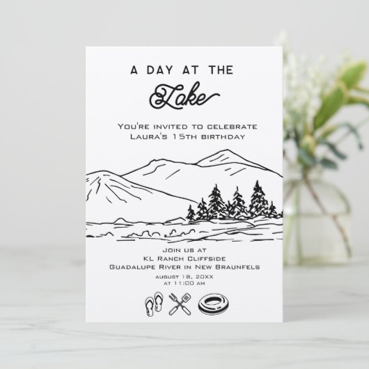 外モダン外自然サマーフォレストパーティー湖 招待状 (スタンド正面)