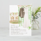 外モダン素朴水カラーフローラ結婚の 招待状 (スタンド正面)