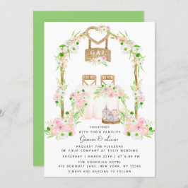 外モダン素朴水カラーフローラ結婚の 招待状