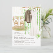 外モダン素朴水カラーフローラ結婚の 招待状 (スタンド正面)