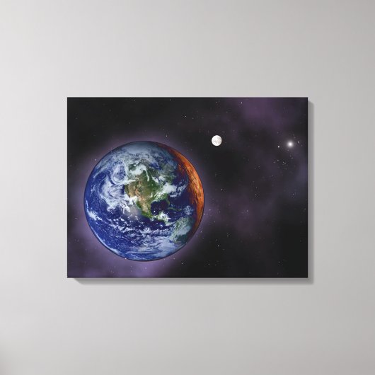 外側の端に表示される地球 キャンバスプリント (正面)
