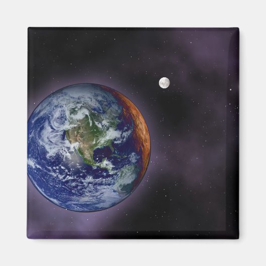 外側の端に表示される地球 マグネット (正面)