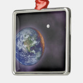 外側の端に表示される地球 メタルオーナメント (左)