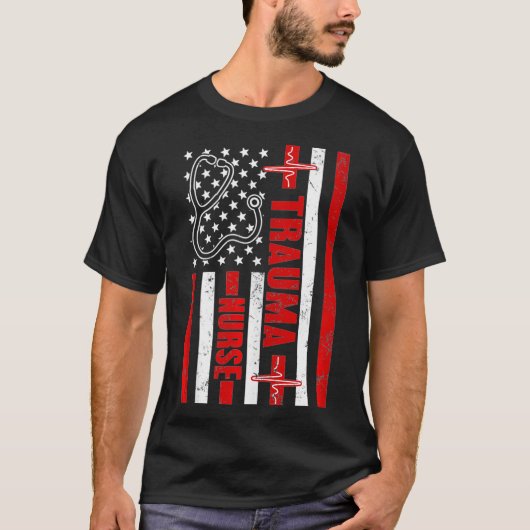 外傷ナース米国アメリカの心拍聴診器 Tシャツ (正面)