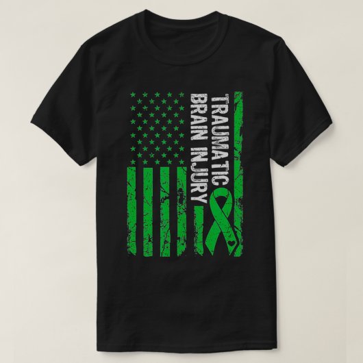 外傷性脳損傷TBIグリーンリボンブレインサーグ Tシャツ (デザイン正面)