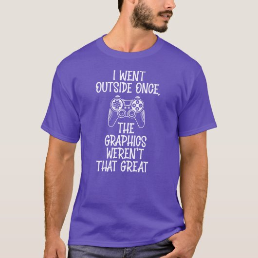 外出した - おもしろゲーマー Tシャツ (正面)