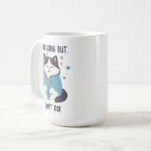 外出しないパーカー猫の面白いコーヒーマグ コーヒーマグカップ (正面左)